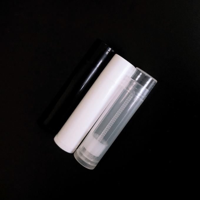 do tubo plástico de Chapstick do batom de 0.15oz 4.5g recipiente oval cosmético vazio claro preto branco do bálsamo de bordo