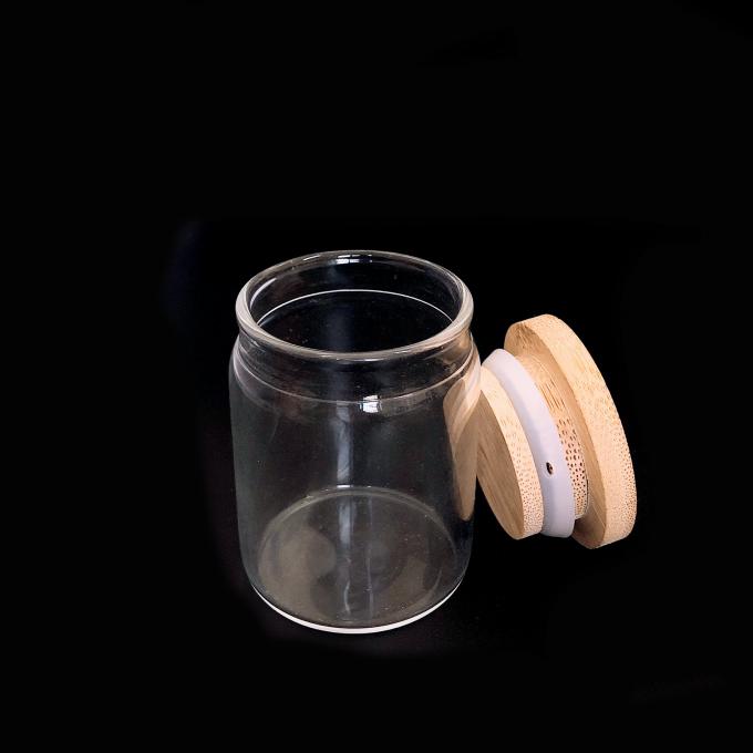 Do ar de madeira da tampa frasco de vidro apertado selado de borracha de 2 4 6 8 dos alimentos resistentes ao calor dos doces da onça recipientes de armazenamento com tampa de bambu